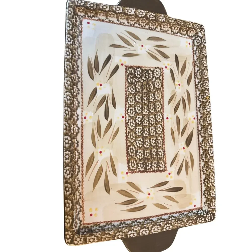 Temp-tations Brown Serving Tray 15.5” X 9.5” By Tara Old World Confetti